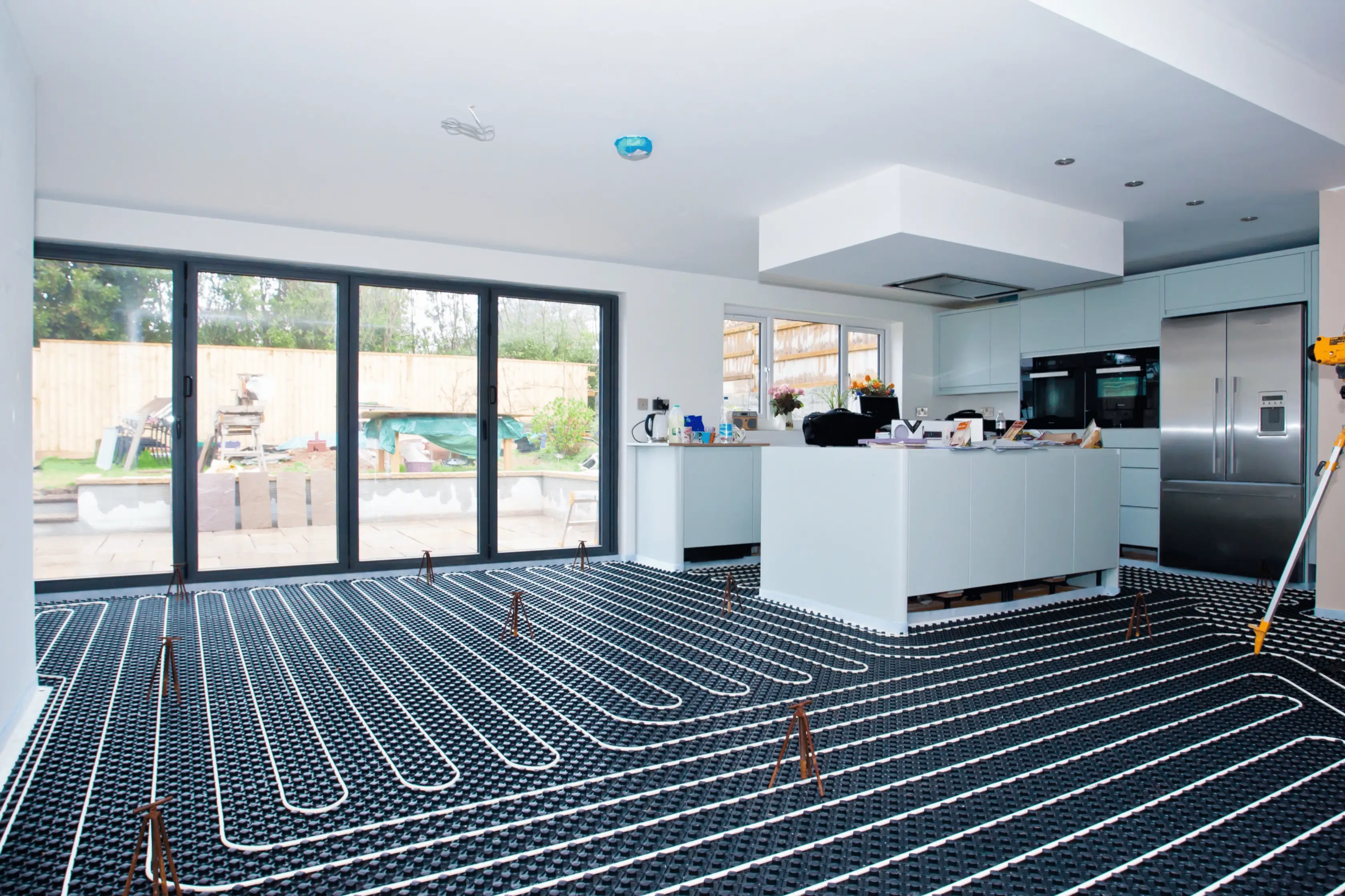 Underfloor Heating In Home Before Floor Is Being Laid